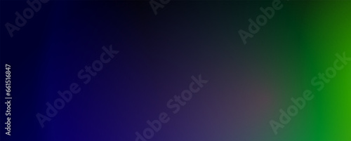 Background with trendy gradient and noise. Black and green and dark blue and gray colors. Glare from lenses, overlay texture. Vector banner with dust and smooth color transition