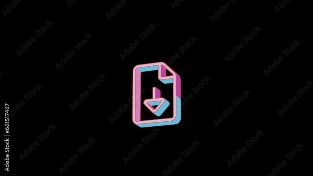 Bright file download icon is jumping merrily. Retro style. Alpha channel black. Looped from frame 120 to 240, Alpha BW at the end Bright file download icon is jumping merrily. Retro style. Alpha channel black. Looped from frame 120 to 240, Alpha BW at the end