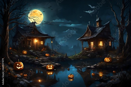 Spooky Halloween Night at Haunted House © sania
