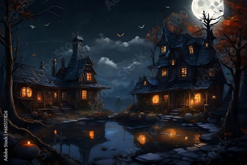 Spooky Halloween Night at Haunted House © sania
