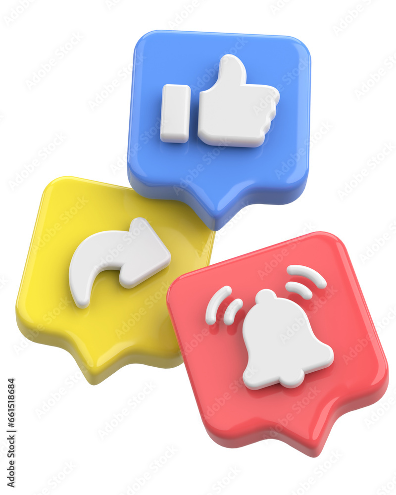 Like share subscribe icon. 3D illustration. Like share subscribe icon. 3D illustration.