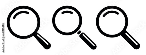 Magnifying glass icon set isolated. Search icon. Magnifier vector simbol. Stock vector