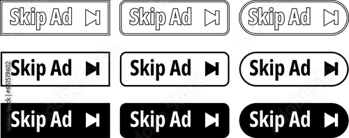 outline silhouette skip ad button set