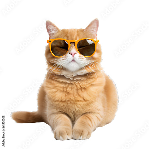 cat with sunglasses on the png transparent background, easy to decorate projects.