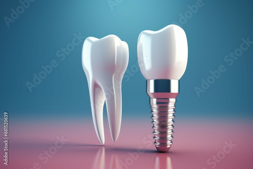 Painless Dental care implant. Care smile. Generate Ai