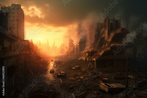 Anime apocalyptic city. Generative AI