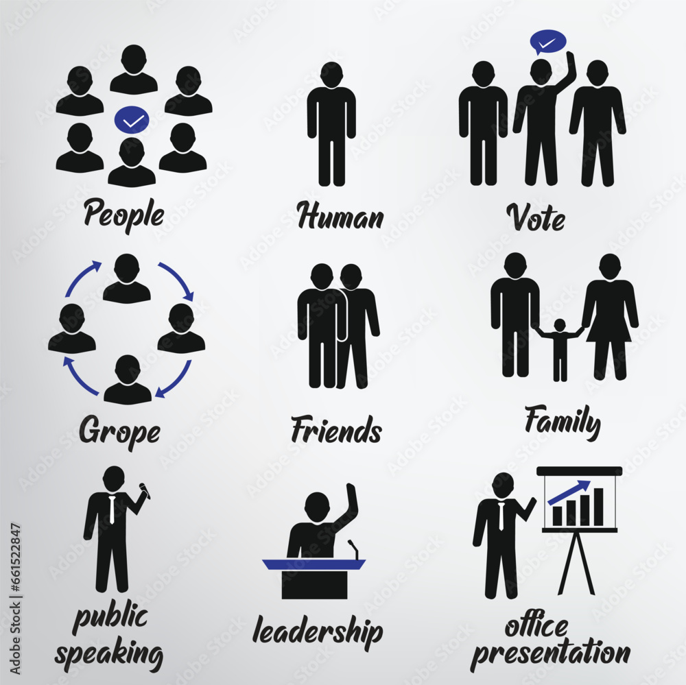 People icon set . Containing group, family, human, team, community