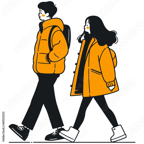 Couple Walking in Jacket