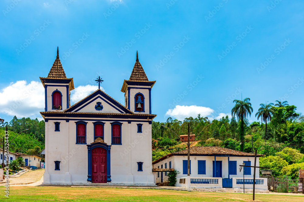 Small historic church in baroque style located in a remote village in the state of Minas Gerais called Morro Vermelho