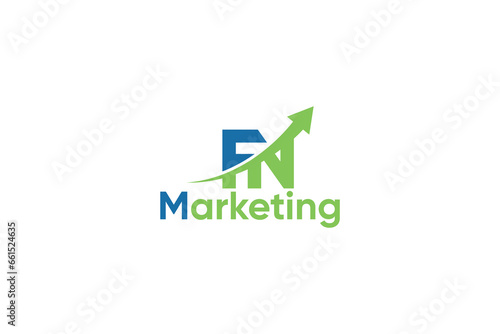 F N Letter And Arrow Digital Marketing Logo Vector Template