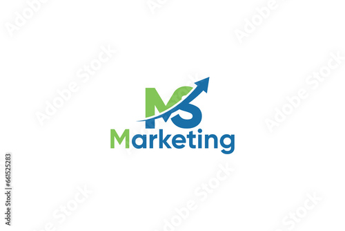 M S Letter And Arrow Digital Marketing Logo Vector Template