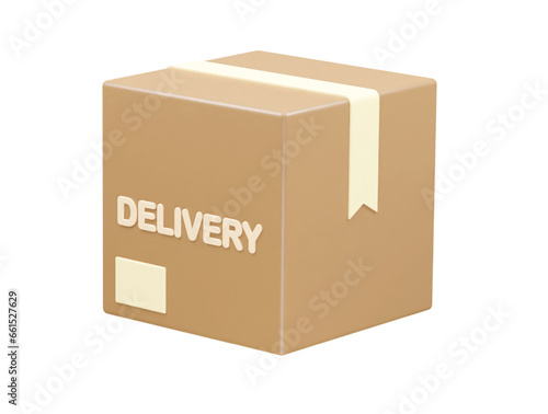Delivery box icon 3d rendering element