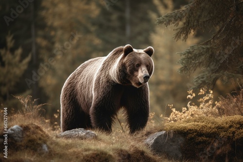 Image of a bear in the wilderness. Generative AI