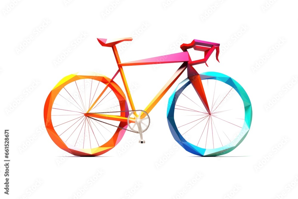 Beautiful low poly bicycle on white background