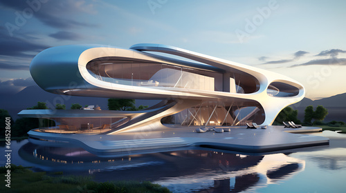 futuristic home architecture, 3d render
