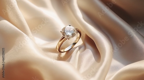 wedding ring on silk surface photo