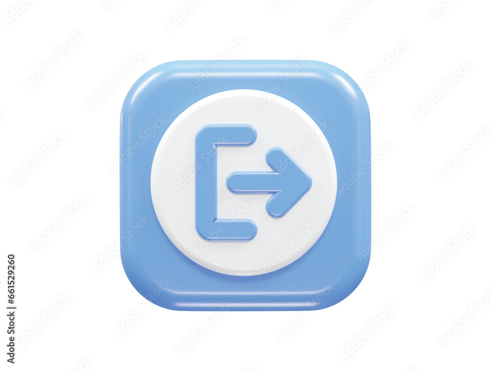 Exit icon logout 3d illustration rendering transparent Exit icon logout 3d illustration rendering transparent