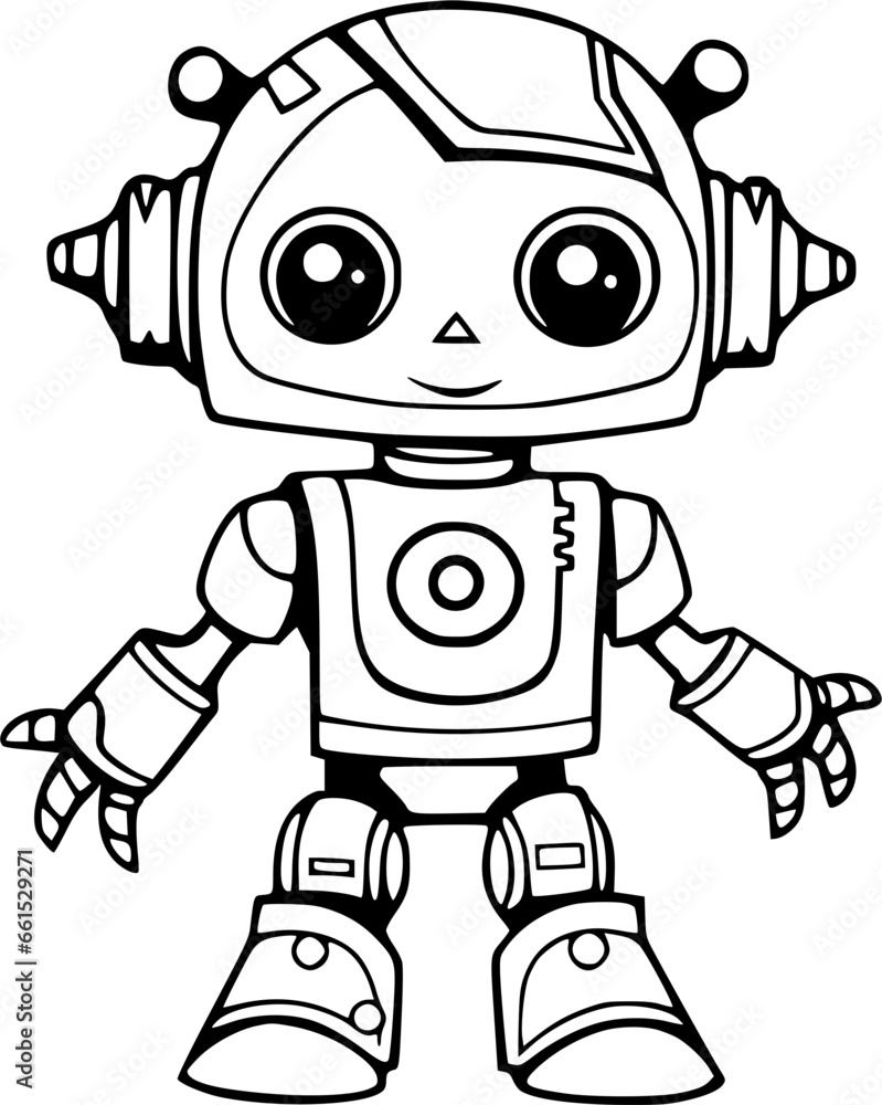 Robot Hand Drawn Vector illustration For Kids