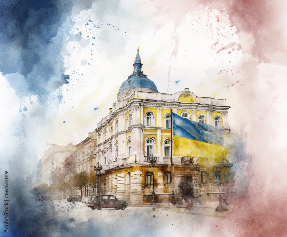 Odessa, Ukraine, AI generated artwork. Stop war