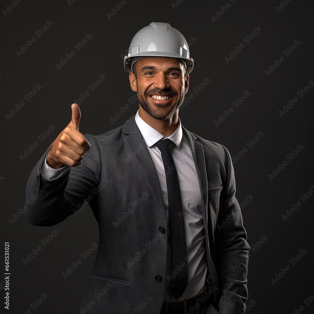 Professional Engineer thumbs up in hard hat