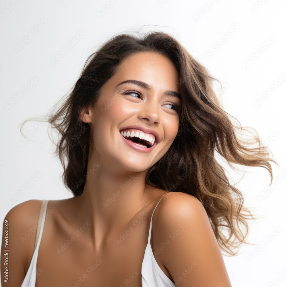 photography of a dark haired model beautiful woman with white background, lifestyle, smiling photography of a dark haired model beautiful woman with white background, lifestyle, smiling