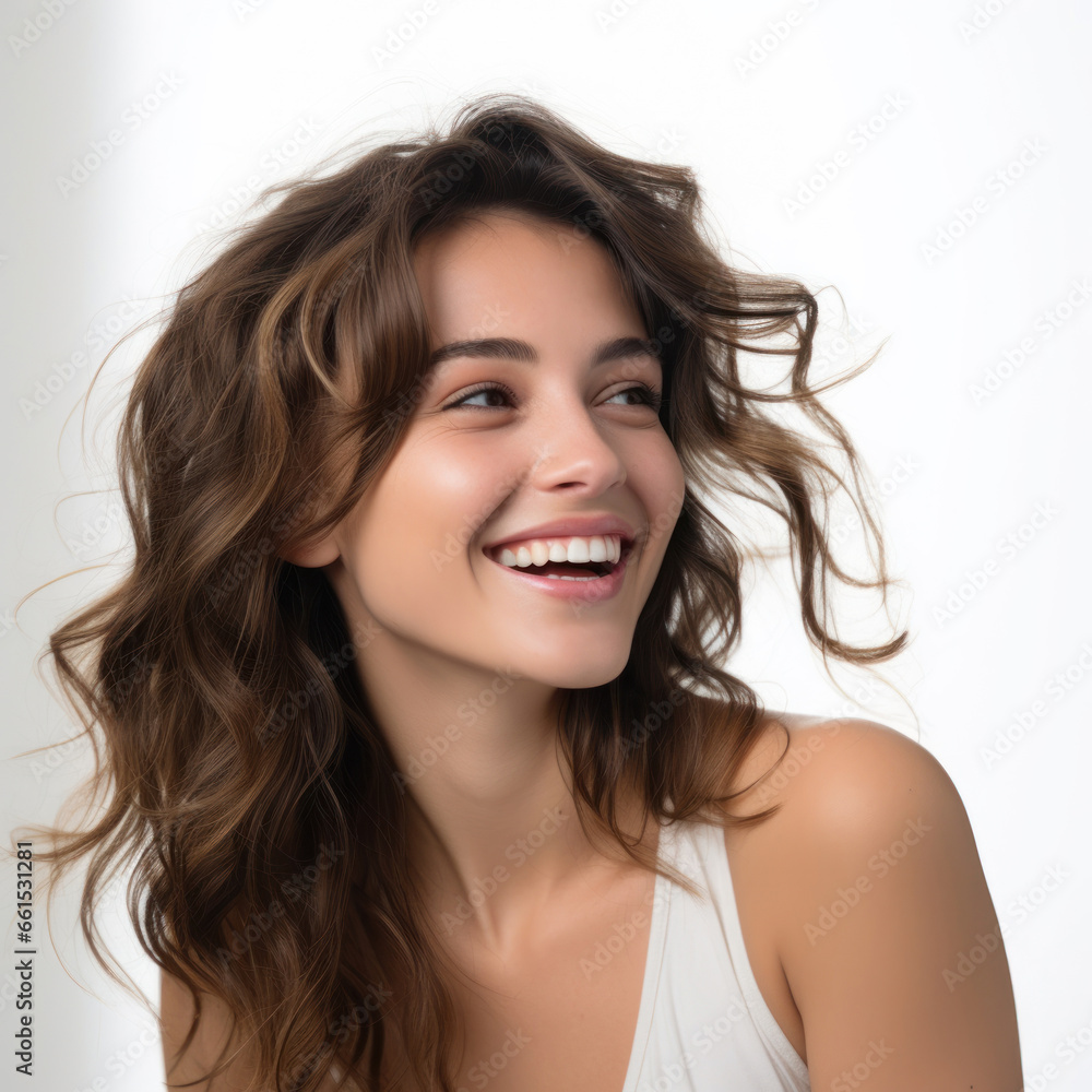 photography of a dark haired model beautiful woman with white background, lifestyle, smiling photography of a dark haired model beautiful woman with white background, lifestyle, smiling
