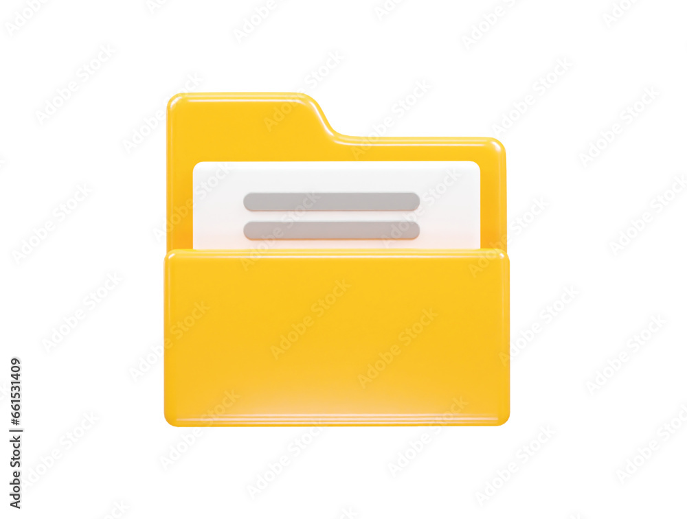 Folder icon file 3d illustration transparent element Folder icon file 3d illustration transparent element