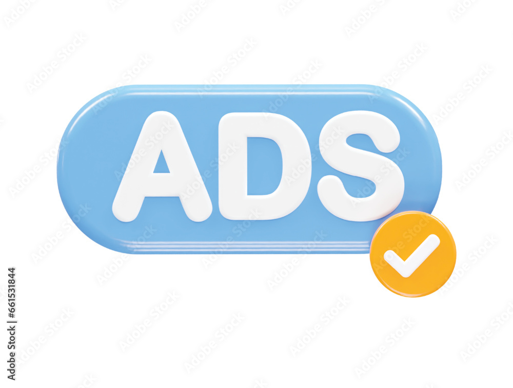Ads icon render 3d illustration element Ads icon render 3d illustration element