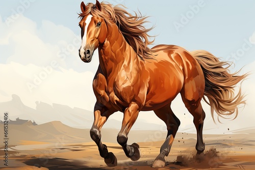 Graceful Horse in Color Illustration