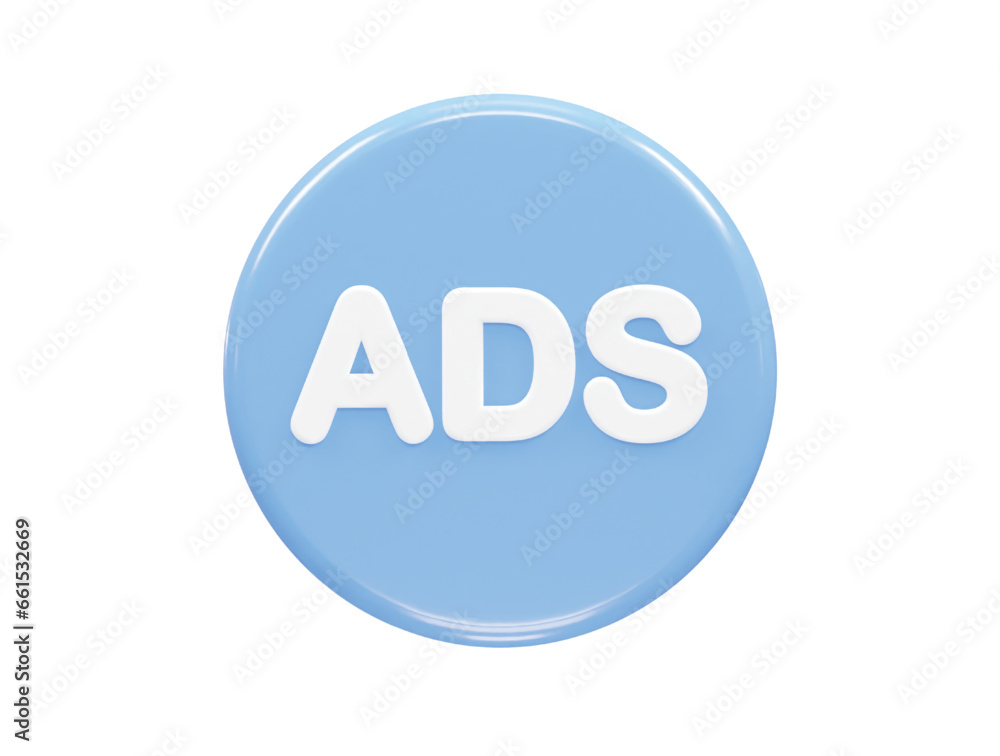 Ads icon render 3d illustration element Ads icon render 3d illustration element