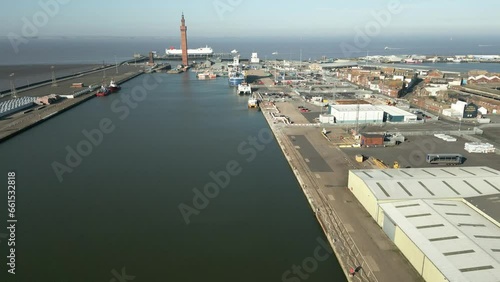 The Royal Dock Tower Grimsby Harbour Port Aerial View Industrial East Coast UK
