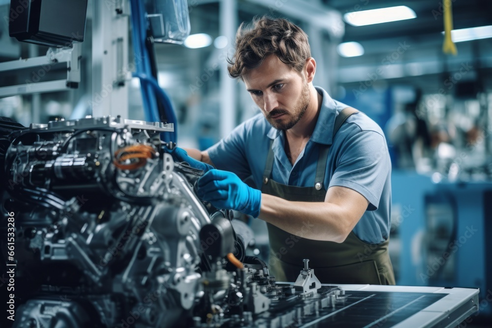 worker in a modern automotive manufacturing setting worker in a modern automotive manufacturing setting