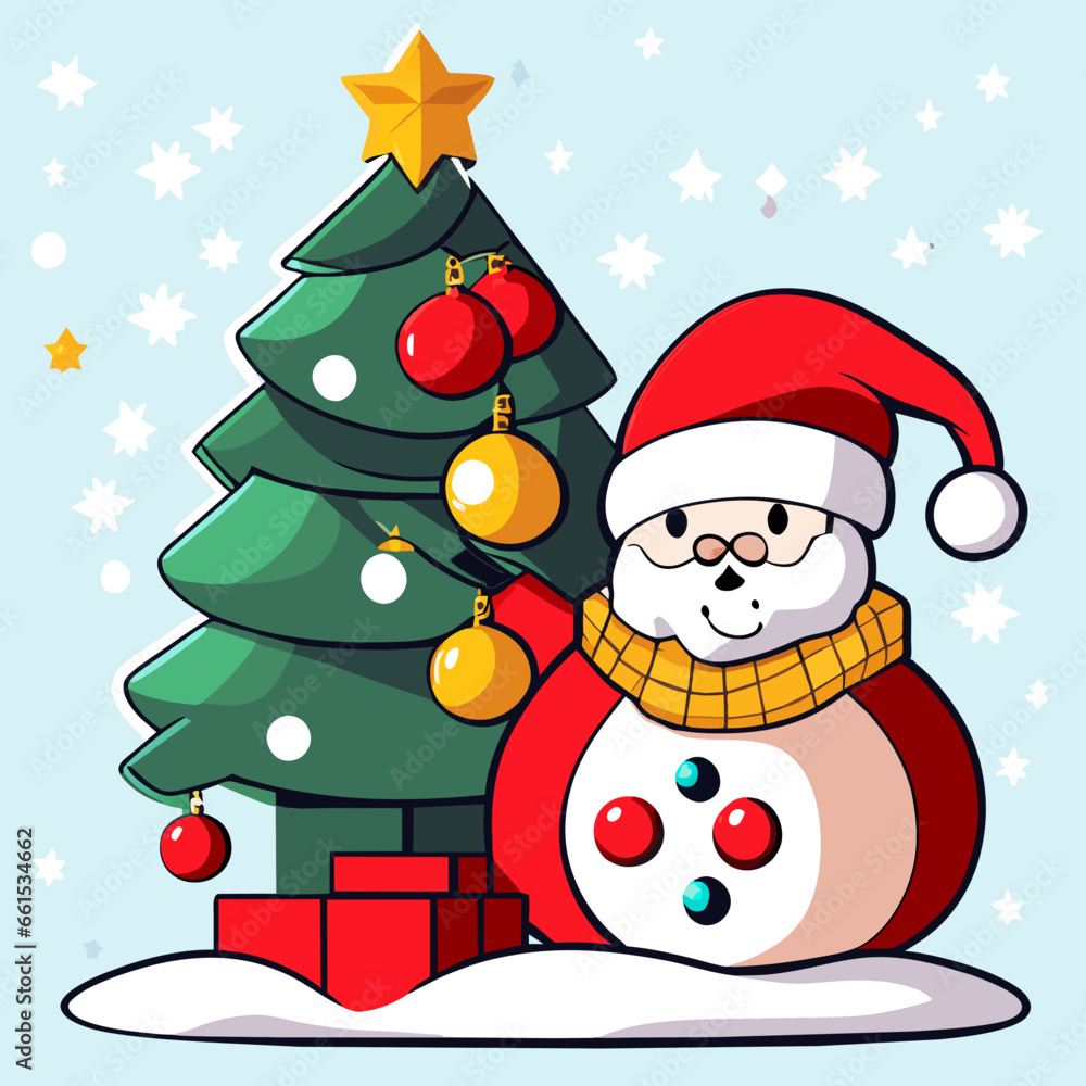 Santa Claus and the Festive Christmas Tree. 