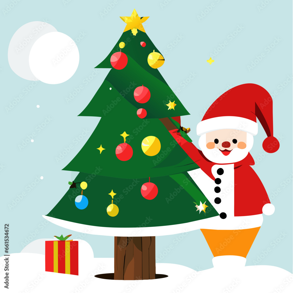 Santa Claus and the Festive Christmas Tree. Santa Claus and the Festive Christmas Tree.