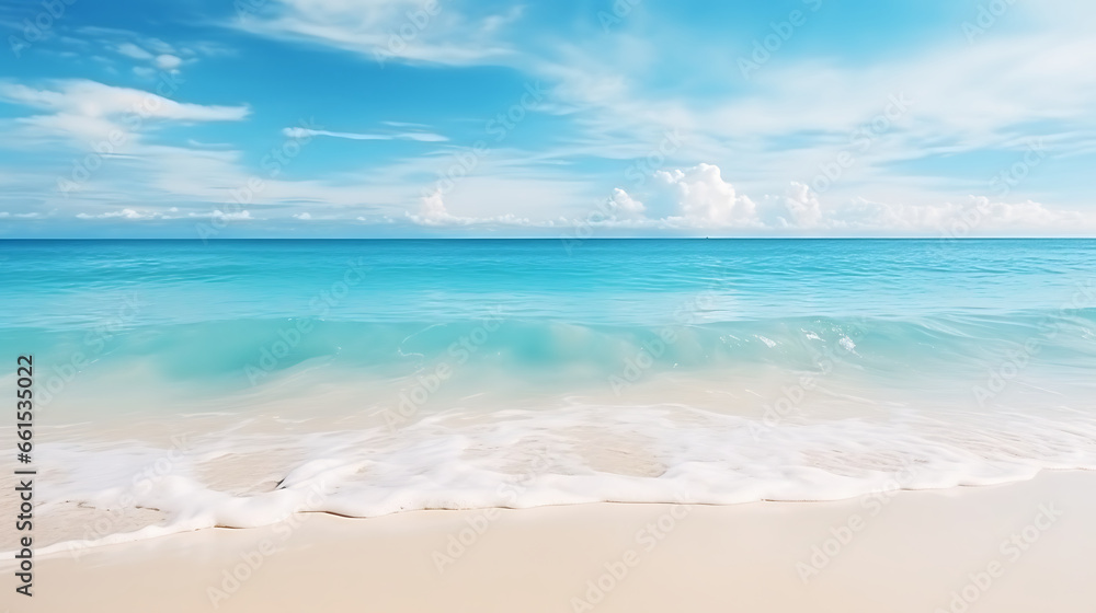 Tropical beach background with sea waves, white sand - summer holiday background. Travel and beach vacation. Tropical beach background with sea waves, white sand - summer holiday background. Travel and beach vacation.