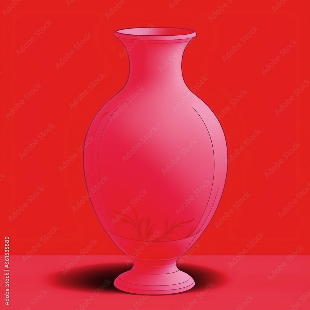 Red flower vase.