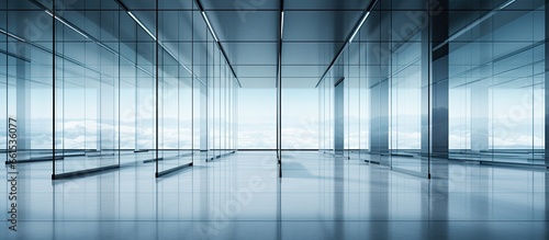 Office with reflective glass wall With copyspace for text