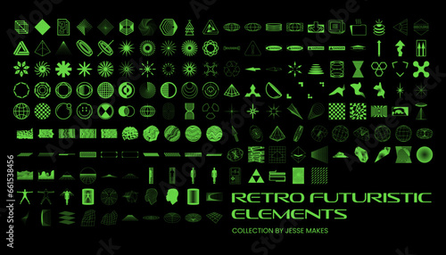 Set of Retro Futuristic Vector Elements