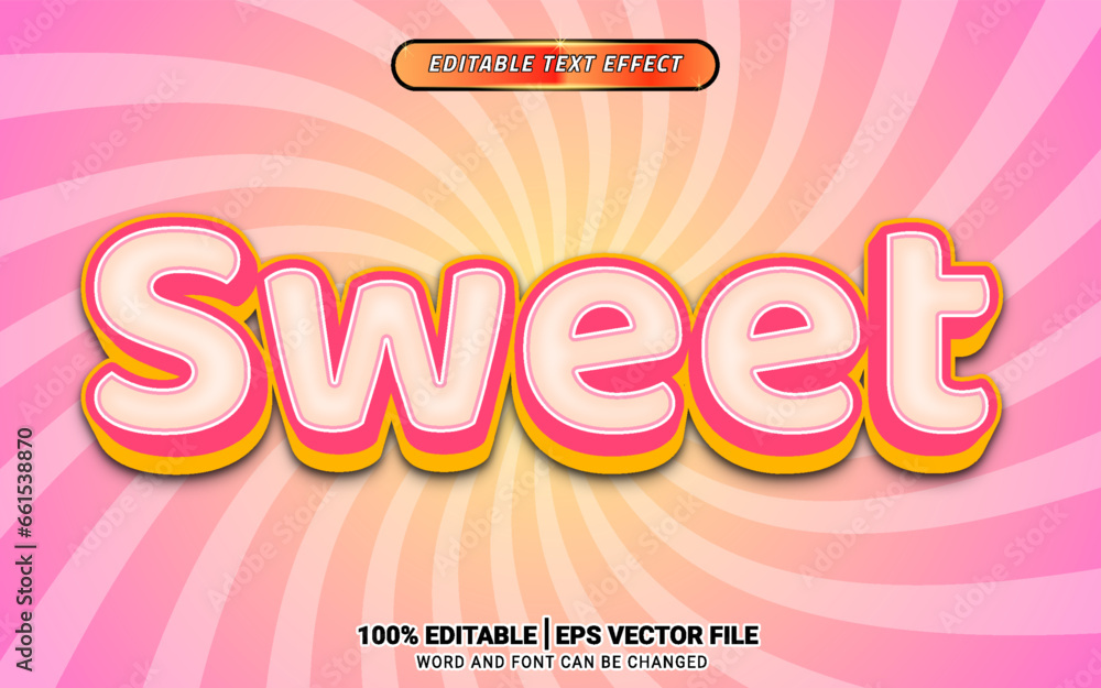 Pink sweet beauty 3d vector word art text effect editable template design