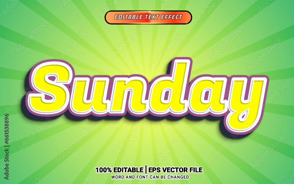 3d sunday retro simple vector word art text effect editable template design 3d sunday retro simple vector word art text effect editable template design