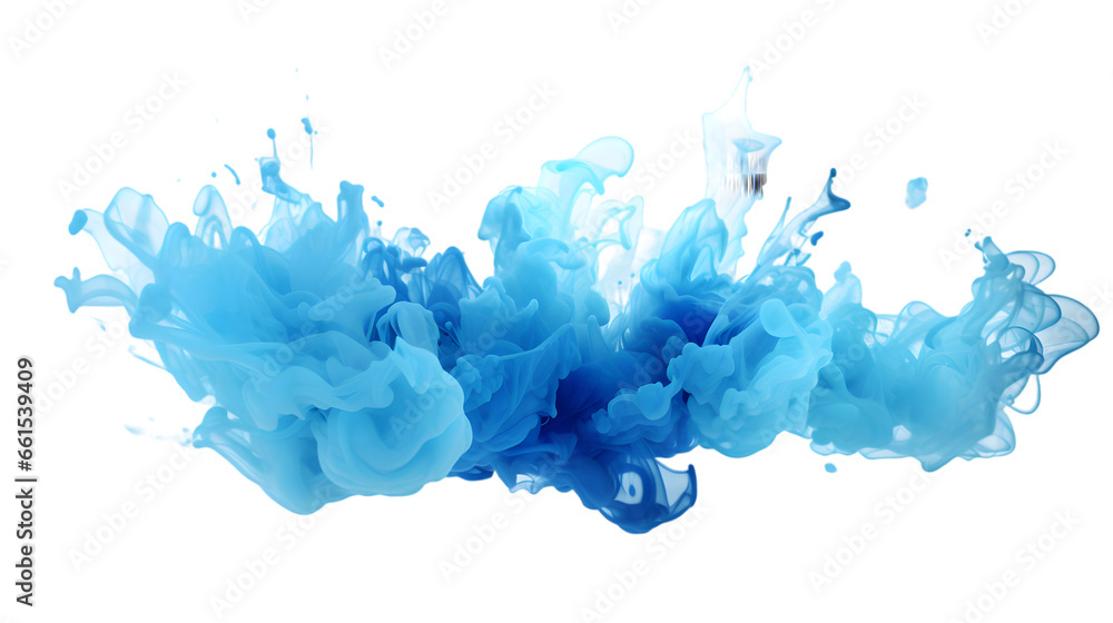 Blue powder explosion isolated on transparent background - obrazy, fototapety, plakaty 