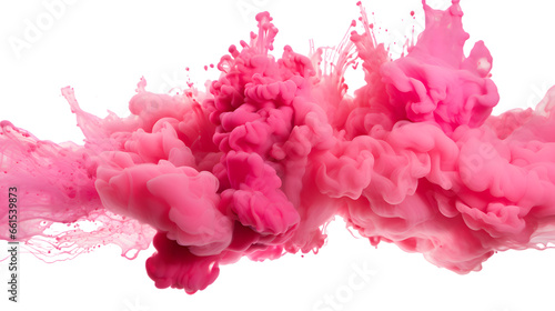 Pink powder explosion isolated on transparent background