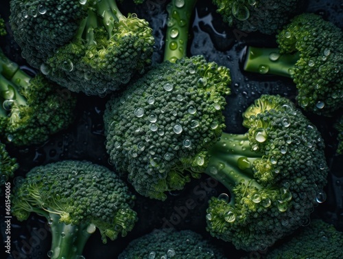 Fresh broccoli with water drops