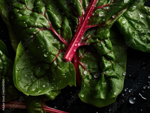 Fresh chard with water drops
