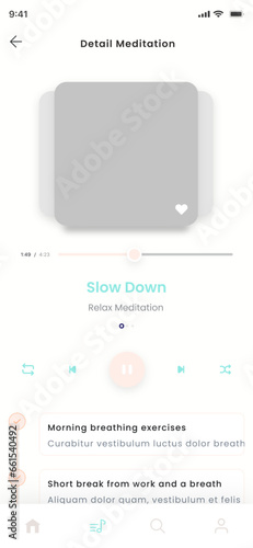 Meditate Songs, Mindfulness, Wellness and Relax Music Mobile App Ui Kit Template