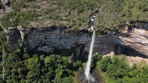 Sengés Serenade: A Drone's Dance Above the Waterfall