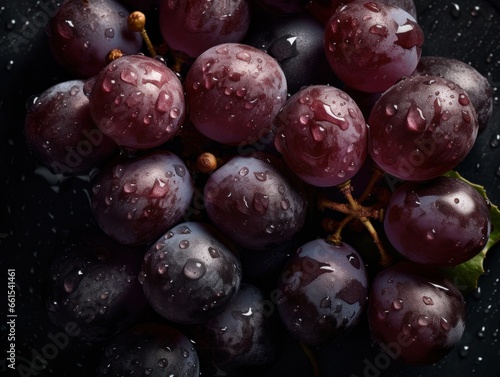 Fresh grapes with water drops Full frame background top view