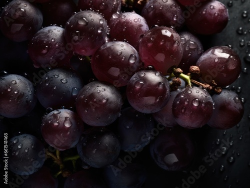 Fresh grapes with water drops Full frame background top view