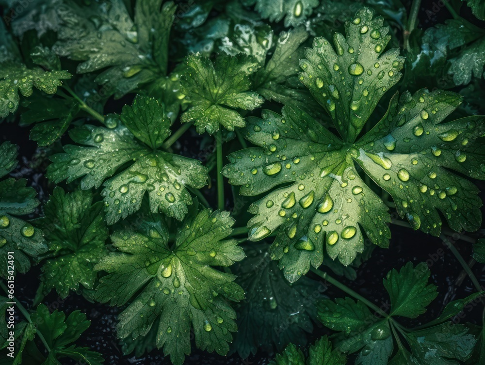 Fresh parsley with water drops Full frame background top view Fresh parsley with water drops Full frame background top view