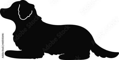 Simple and adorable Border Collie lying down silhouette